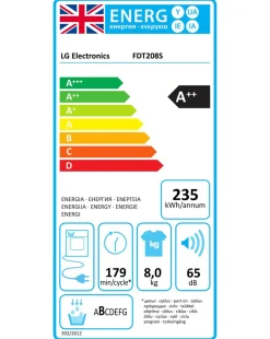 LG FDT208S 8kg Heat Pump Tumble Dryer Dark Silver - A++ Rated
