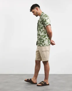 Linen Blend Elasticated Cargo Short