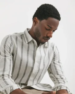 Long Sleeve Linen Blend Stripe Shirt