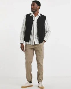 Long Sleeve Linen Blend Stripe Shirt