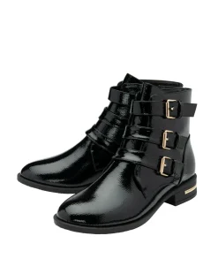 Lotus Valencia Patent Buckle Ankle Boot Standard Fit
