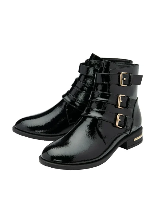 Lotus Valencia Patent Buckle Ankle Boot Standard Fit