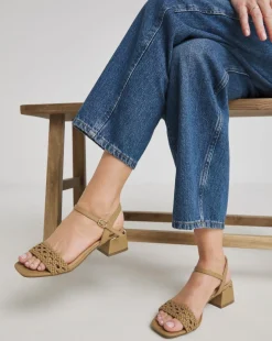 Lunar Woven Low Block Heel Sandals Extra Wide EEE Fit