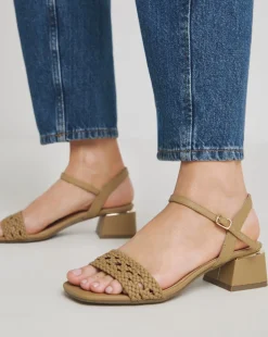 Lunar Woven Low Block Heel Sandals Extra Wide EEE Fit