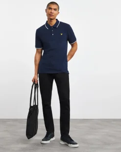 Lyle & Scott Short Sleeve Tipped Polo - Navy