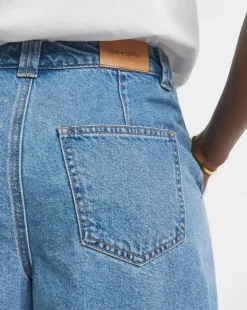 Mid Blue Drape Bermuda Denim Shorts