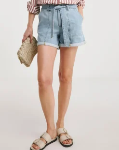 Mid Blue Utility Cargo Shorts