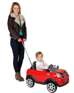 Mini Cooper Play Push Car with Parental Handle - Red