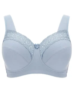 Miss Mary of Sweden Broderie Anglaise Cotton Non Wired Bra Blue