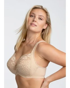 Miss Mary of Sweden Jacquard & Lace Underwired Bra Beige