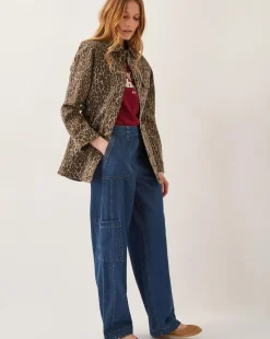 Monsoon Annie Leopard Print Denim Jacket