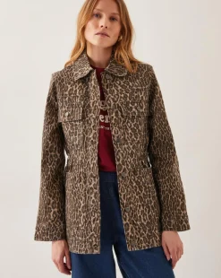 Monsoon Annie Leopard Print Denim Jacket