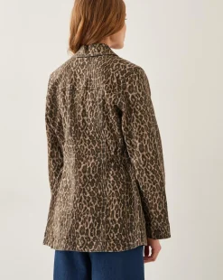 Monsoon Annie Leopard Print Denim Jacket