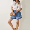 Monsoon Isolde Embroidered Chambray Shorts