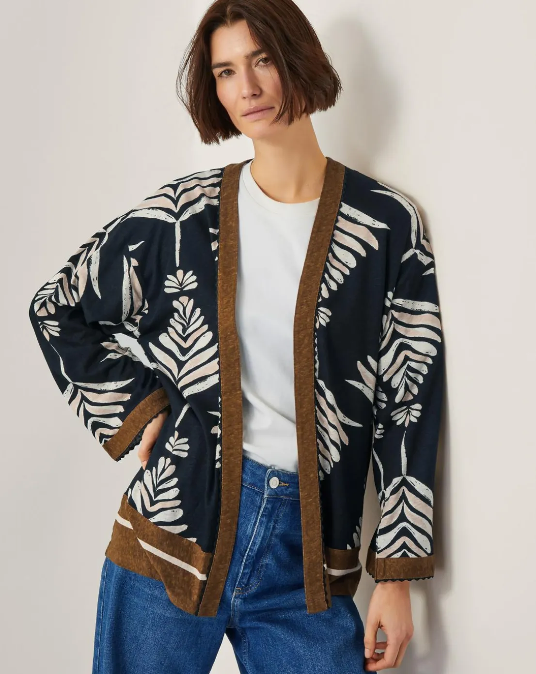 Monsoon Pamela Print Linen-Blend Jacket