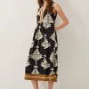 Monsoon Pamela Sleeveless Leaf Print Midi Dress
