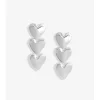 Mood Silver Polished Molten Heart Triple Drop Earrings