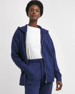 Navy Cosy Zip Up Hoodie