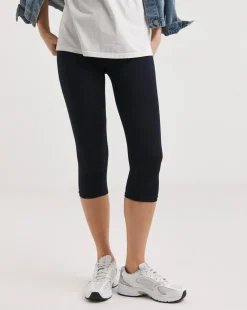 Navy Cropped Jersey Leggings