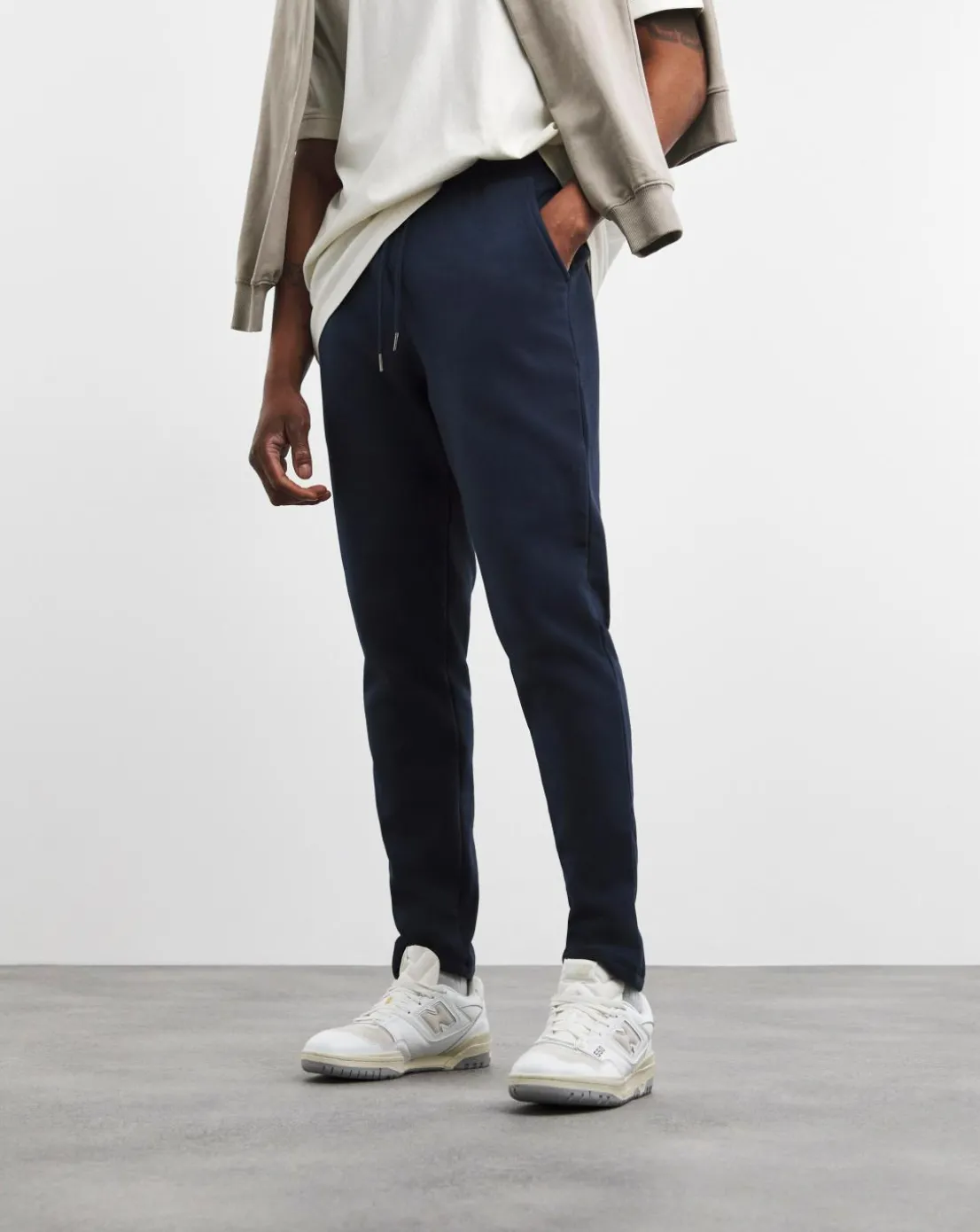 Navy Open Hem Joggers