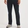 Navy Straight Stretch Gabardine Jeans