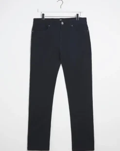 Navy Straight Stretch Gabardine Jeans