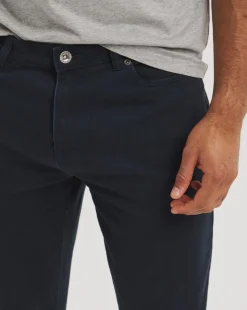 Navy Straight Stretch Gabardine Jeans