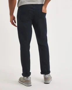 Navy Straight Stretch Gabardine Jeans