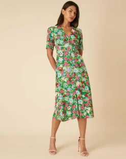 Nobody's Child Alexa Midi Dress Lily Floral Green