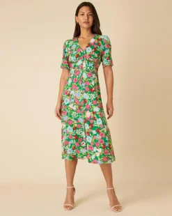 Nobody's Child Alexa Midi Dress Lily Floral Green