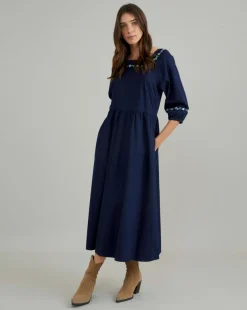 Nobody's Child Garland Embroidered Denim Midi Dress