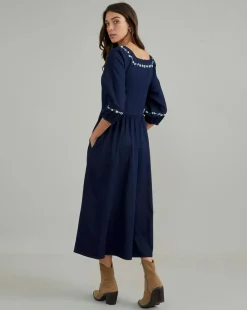 Nobody's Child Garland Embroidered Denim Midi Dress