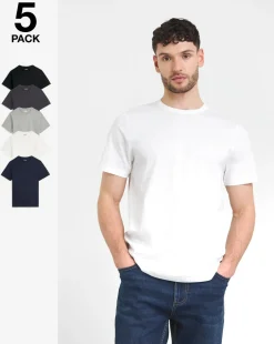 5 Pack Crew T-Shirts Extra Long