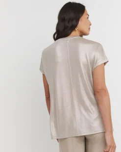 Pewter V Neck Foil T-Shirt