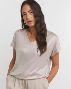 Pewter V Neck Foil T-Shirt
