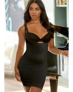 Pour Moi Hourglass Firm Control Wear Your Own Bra Slip Black