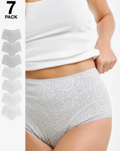 Pretty Secrets 7 Pack Cotton Full Fit Brief Knickers - Heart Print