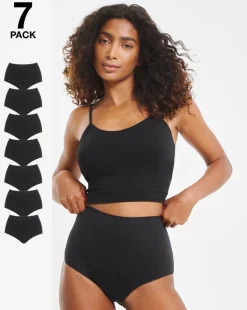Pretty Secrets 7 Pack Full Fit Brief Knickers Black