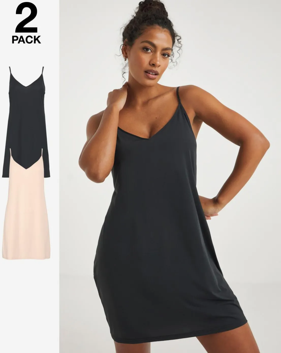 Pretty Secrets 2 Pack Full Slips Length 36in - Black/Almond