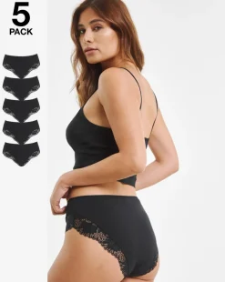 Pretty Secrets 5 Pack Midi Brazilian Knickers Black