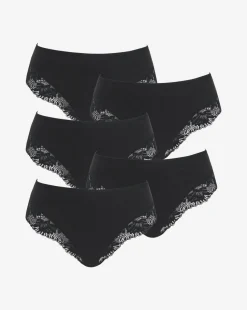 Pretty Secrets 5 Pack Midi Brazilian Knickers Black