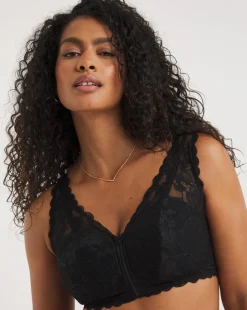 Pretty Secrets 2 Pack Zip Front Fastening Lace Comfort Bras B-F Black/White