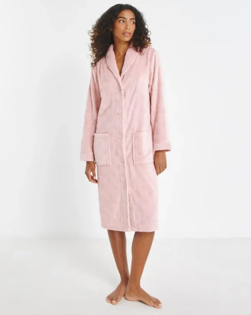 Pretty Secrets Button Through Fleece Dressing Gown