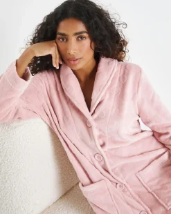 Pretty Secrets Button Through Fleece Dressing Gown