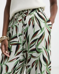 Printed Crinkle Wide Leg Trouser