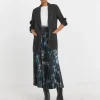 Printed Pleated Satin Maxi Skirt