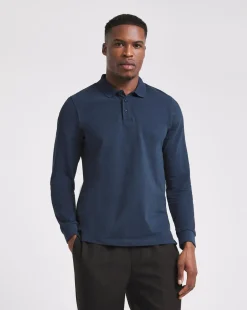 Pure Cotton Long Sleeve Pique Polo Long