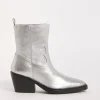 Rayla Leather Stretch Western Cowboy Ankle Boots Wide E Fit