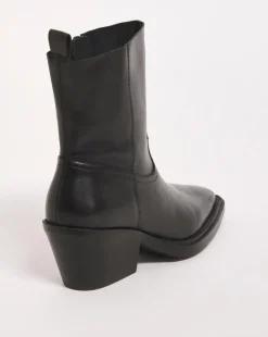 Rayla Leather Stretch Western Cowboy Ankle Boots Wide E Fit
