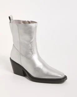 Rayla Leather Stretch Western Cowboy Ankle Boots Wide E Fit